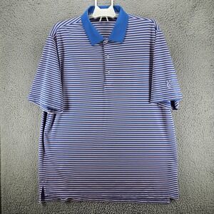 Fennec Men's XL Blue & Pink Striped Short Sleeve Golf Polo Size XL‎